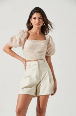 Wilma Faux Leather Shorts 22 Wilma Faux Leather Shorts -Dress Sales Store ACP7242 IVORY 1477