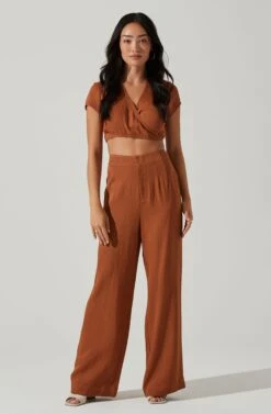 Sayla Wide Leg Pants 14 Sayla Wide Leg Pants -Dress Sales Store ACP7246TX CARAMEL 1