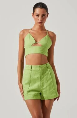 Amiah Seamed High Waist Shorts 27 Amiah Seamed High Waist Shorts -Dress Sales Store ACP7247 KIWI 2