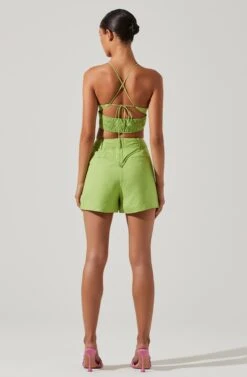 Amiah Seamed High Waist Shorts 30 Amiah Seamed High Waist Shorts -Dress Sales Store ACP7247 KIWI 6