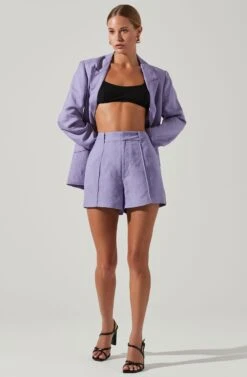 Amiah Seamed High Waist Shorts 33 Amiah Seamed High Waist Shorts -Dress Sales Store ACP7247 LAVENDER 1