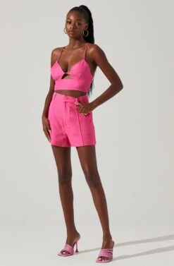 Amiah Seamed High Waist Shorts 38 Amiah Seamed High Waist Shorts -Dress Sales Store ACP7247 PINK 1