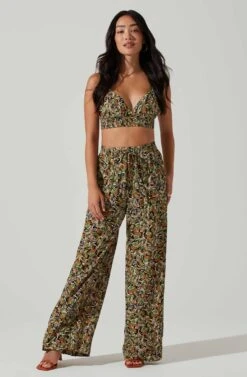 Femi Abstract Print Wide Leg Pants 9 Femi Abstract Print Wide Leg Pants -Dress Sales Store ACP7252 BLACKGREENMULTI 2
