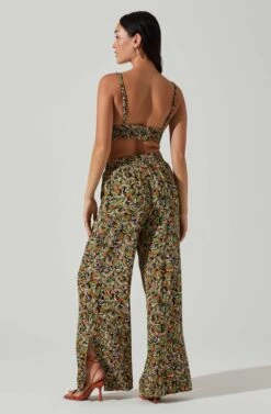 Femi Abstract Print Wide Leg Pants 11 Femi Abstract Print Wide Leg Pants -Dress Sales Store ACP7252 BLACKGREENMULTI 5