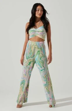 Savine Ruched Tie Dye Pants 9 Savine Ruched Tie Dye Pants -Dress Sales Store ACP7259P GREENSWIRL 1