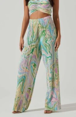 Savine Ruched Tie Dye Pants 8 Savine Ruched Tie Dye Pants -Dress Sales Store ACP7259P GREENSWIRL 3