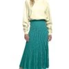 Yuri Pleated Midi Skirt -Dress Sales Store ACS9012 GREEN WHITE STRIPE 01