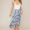 Corrine Striped Asymmetrical Skirt 1 Corrine Striped Asymmetrical Skirt -Dress Sales Store ACS9025 PERIWINKLE MULTI STRIPE 2 2