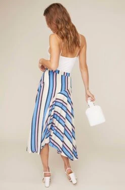 Corrine Striped Asymmetrical Skirt 9 Corrine Striped Asymmetrical Skirt -Dress Sales Store ACS9025 PERIWINKLE MULTI STRIPE 3 2 A