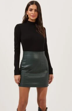 Meika Faux Leather Mini Skirt -Dress Sales Store ACS9072 GREEN 2