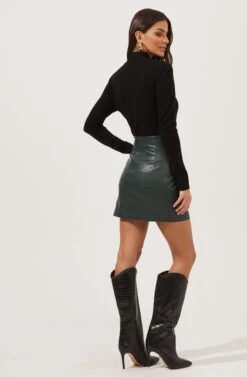 Meika Faux Leather Mini Skirt -Dress Sales Store ACS9072 GREEN 4