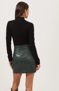 Meika Faux Leather Mini Skirt -Dress Sales Store ACS9072 GREEN 6