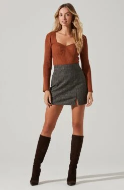 Audrey Plaid Mini Skirt 15 Audrey Plaid Mini Skirt -Dress Sales Store ACS9074B BLACK TANPLAID 1