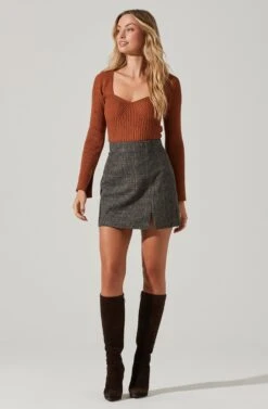 Audrey Plaid Mini Skirt 16 Audrey Plaid Mini Skirt -Dress Sales Store ACS9074B BLACK TANPLAID 2