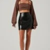 Audrey Faux Leather Mini Skirt 1 Audrey Faux Leather Mini Skirt -Dress Sales Store ACS9074 BLACK 1