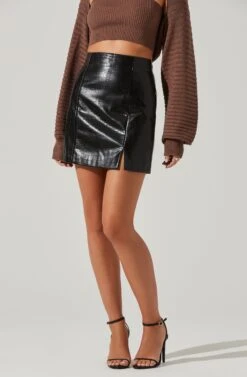 Audrey Faux Leather Mini Skirt 12 Audrey Faux Leather Mini Skirt -Dress Sales Store ACS9074 BLACK 2