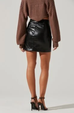 Audrey Faux Leather Mini Skirt 13 Audrey Faux Leather Mini Skirt -Dress Sales Store ACS9074 BLACK 3