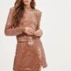 Romina Sequin Mini Skirt 1 Romina Sequin Mini Skirt -Dress Sales Store ACS9075 NUDE 1