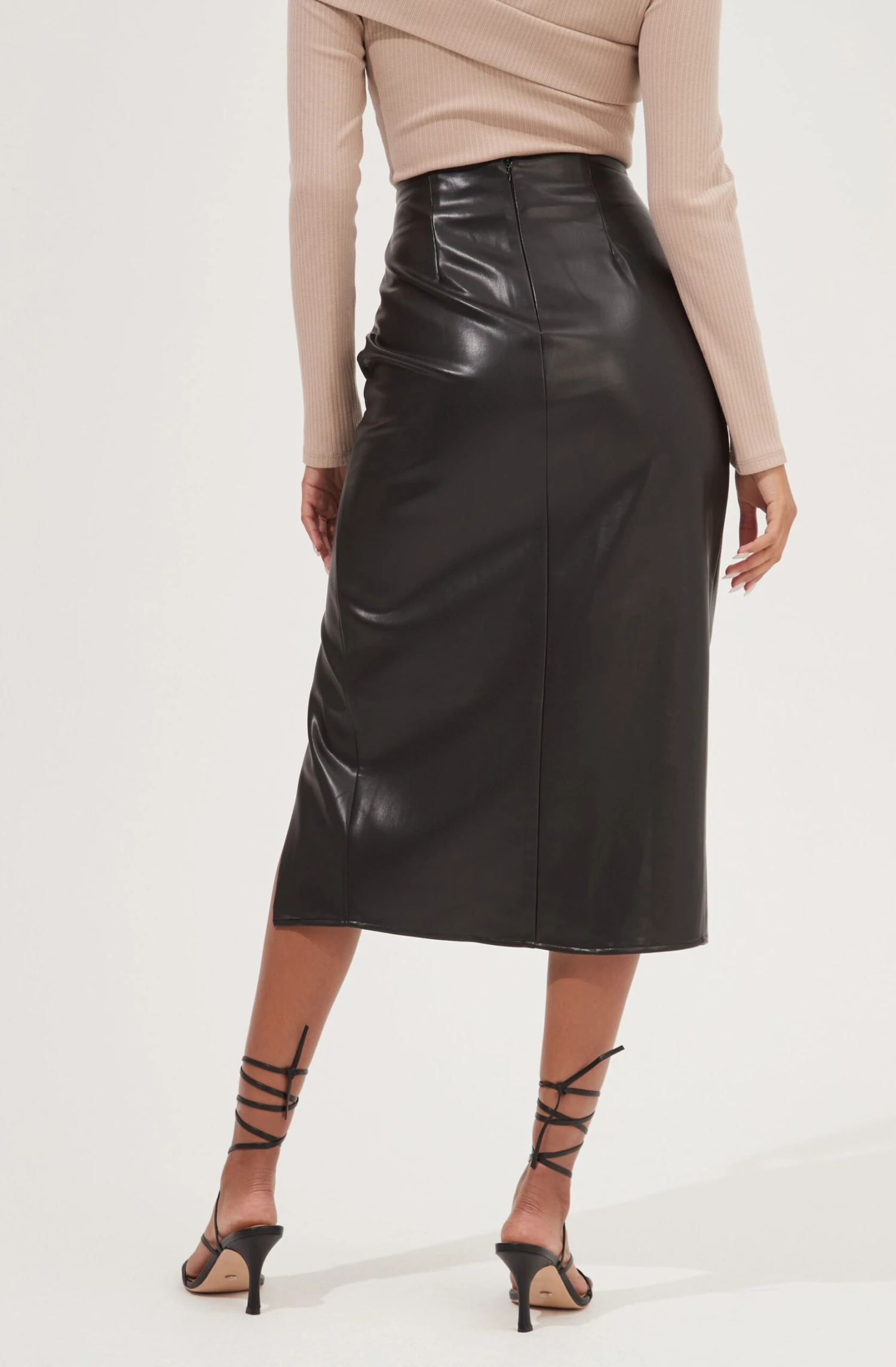 Alondra Ruched Faux Leather Midi Skirt 13 Alondra Ruched Faux Leather Midi Skirt - Image 11