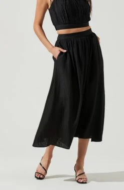 Terra Bella High Waist Midi Skirt 13 Terra Bella High Waist Midi Skirt -Dress Sales Store ACS9085 BLACK 2