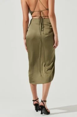 South Beach Ruched Tie Waist Midi Skirt 8 South Beach Ruched Tie Waist Midi Skirt -Dress Sales Store ACS9088 OLIVE 4 f02af87f 038c 41dd bcc1 68d201dfca55