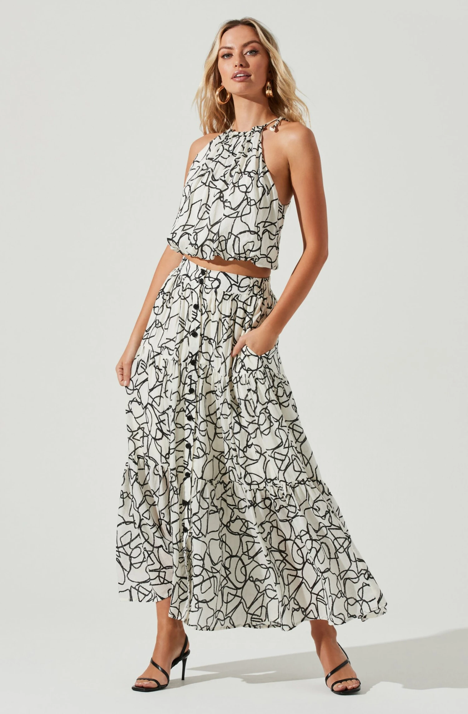 Cecile Abstract Print Midi Skirt 2 Cecile Abstract Print Midi Skirt