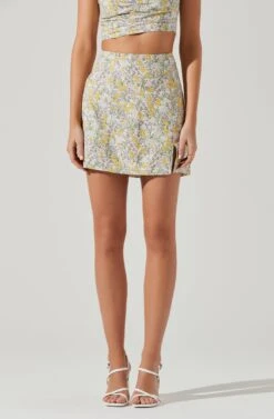 Covina Floral Side Slit Mini Skirt 10 Covina Floral Side Slit Mini Skirt -Dress Sales Store ACS9096B YELLOWMULTIFLORAL 1150