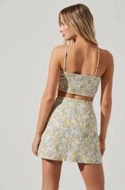 Covina Floral Side Slit Mini Skirt 12 Covina Floral Side Slit Mini Skirt -Dress Sales Store ACS9096B YELLOWMULTIFLORAL 1169