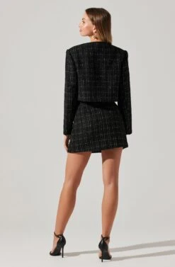 Covina Tweed Mini Skirt -Dress Sales Store ACS9096T BLACKPLAID 6
