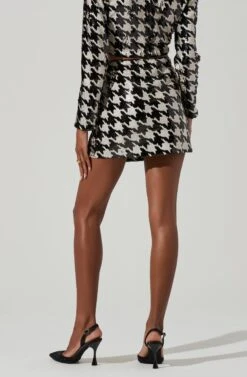 Darby Sequin Houndstooth Mini Skirt -Dress Sales Store ACS9104 BLACKWHITE 3