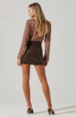 Veruca Faux Leather Mini Skirt 22 Veruca Faux Leather Mini Skirt -Dress Sales Store ACS9105 DARKBROWN 4