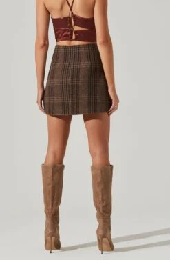 Brina Plaid Mini Skirt 17 Brina Plaid Mini Skirt -Dress Sales Store ACS9107 BROWNBLACKPLAID 14221