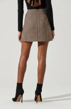Brina Plaid Mini Skirt 23 Brina Plaid Mini Skirt -Dress Sales Store ACS9107 BROWNBLACK 0670