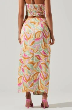 Loretta Abstract Print Midi Skirt 8 Loretta Abstract Print Midi Skirt -Dress Sales Store ACS9111R MUSTARDPINKFLORAL 3