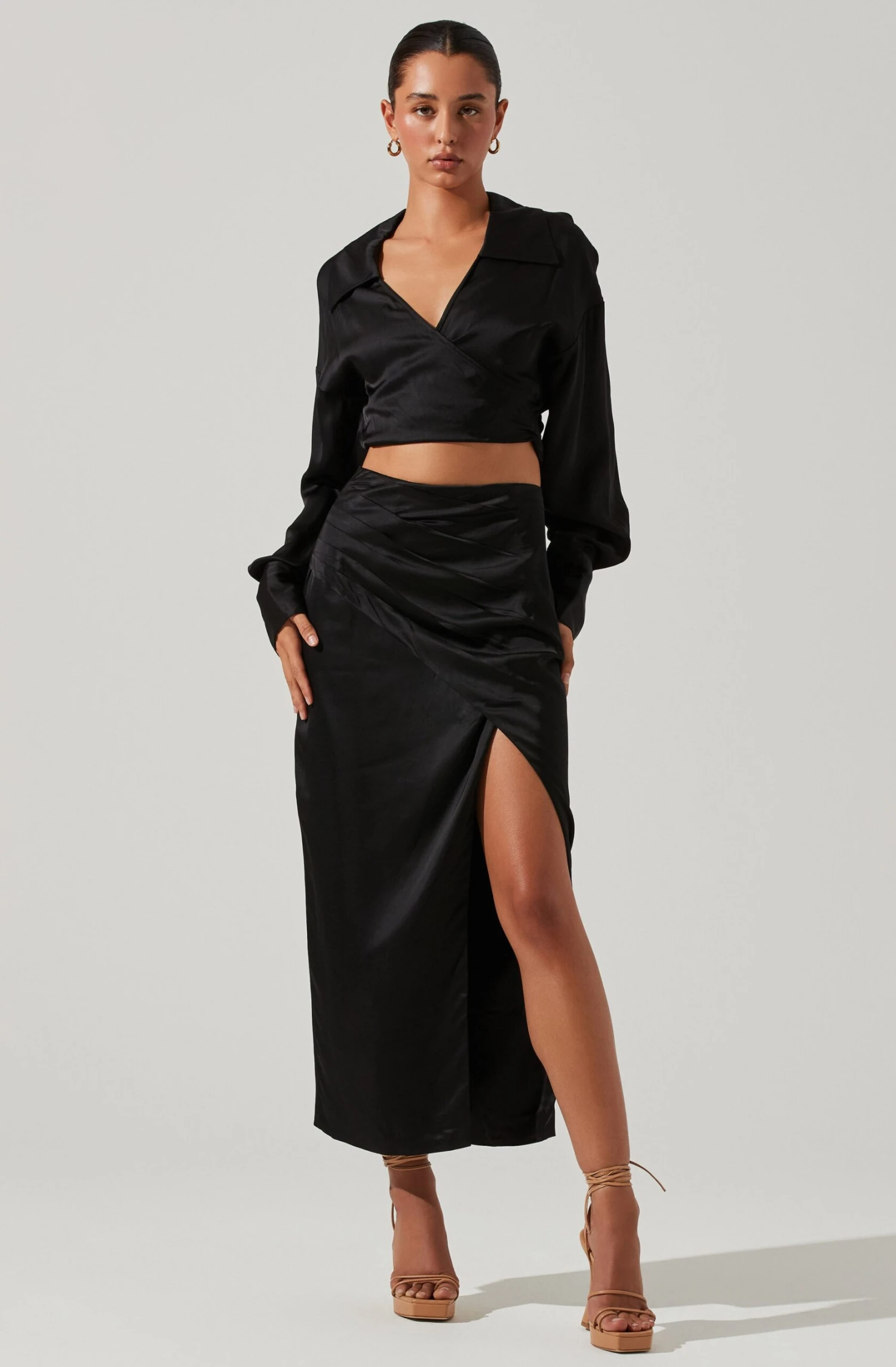 Loretta Satin Wrap Front Midi Skirt 8 Loretta Satin Wrap Front Midi Skirt - Image 6