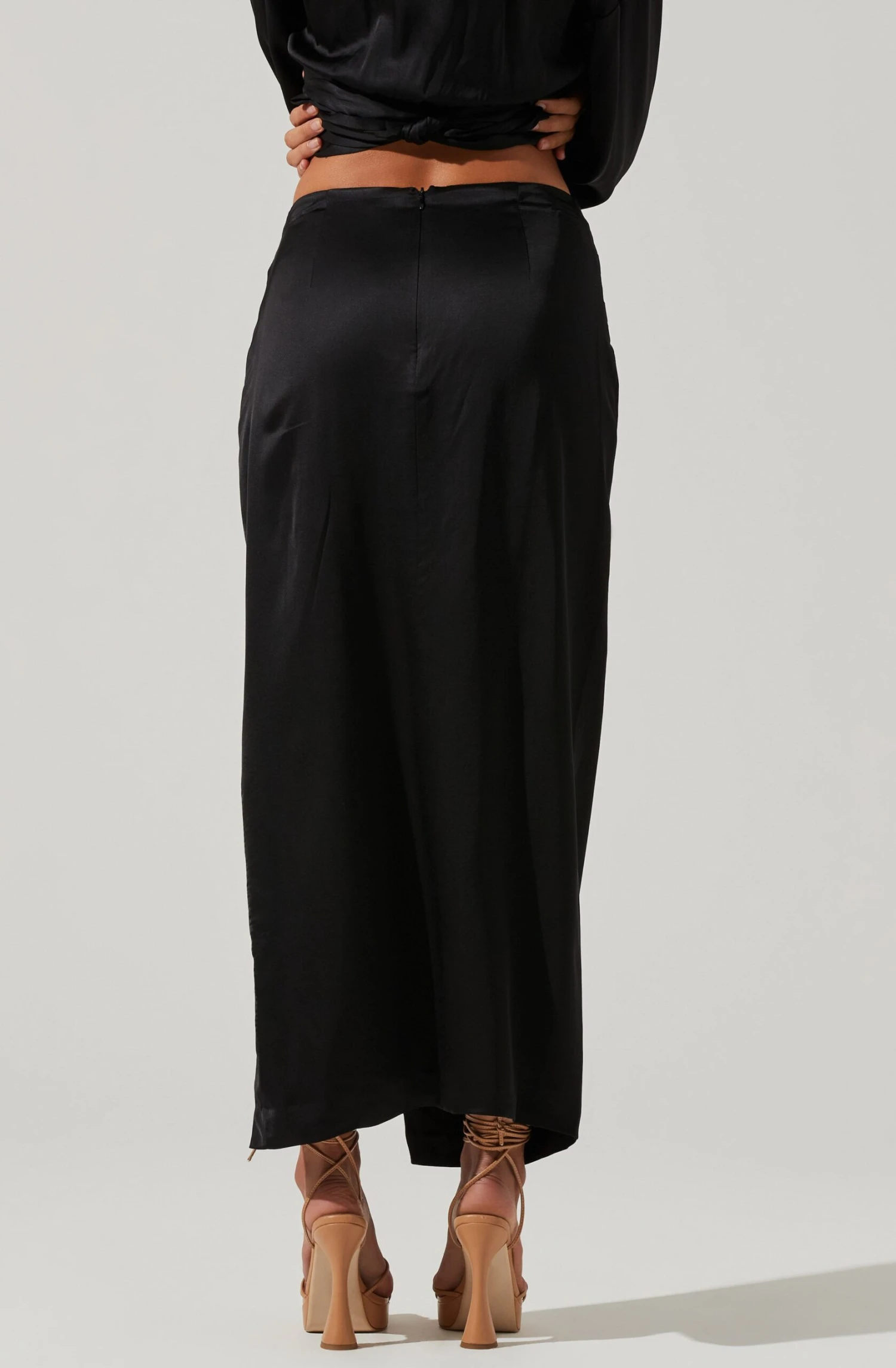 Loretta Satin Wrap Front Midi Skirt 11 Loretta Satin Wrap Front Midi Skirt - Image 9