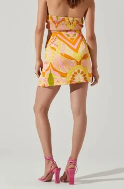 Arza Abstract Print Mini Skirt 11 Arza Abstract Print Mini Skirt -Dress Sales Store ACS9124 PINKORANGEMULTI 4