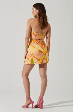 Arza Abstract Print Mini Skirt 12 Arza Abstract Print Mini Skirt -Dress Sales Store ACS9124 PINKORANGEMULTI 5