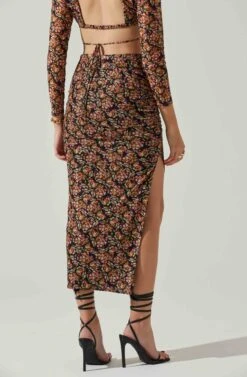 Louisa Floral Midi Skirt 10 Louisa Floral Midi Skirt -Dress Sales Store ACS9132 BLACKORANGEMULTI 4