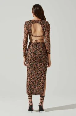 Louisa Floral Midi Skirt 11 Louisa Floral Midi Skirt -Dress Sales Store ACS9132 BLACKORANGEMULTI 5