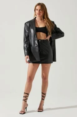 Ezra Faux Leather Mini Skirt 10 Ezra Faux Leather Mini Skirt -Dress Sales Store ACS9135 BLACK 1