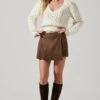 Theodora Pleated Mini Skirt 2 Theodora Pleated Mini Skirt -Dress Sales Store ACS9141 BROWN 1
