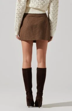 Theodora Pleated Mini Skirt 12 Theodora Pleated Mini Skirt -Dress Sales Store ACS9141 BROWN 5