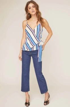 Ruth Striped Wrap Top 16 Ruth Striped Wrap Top -Dress Sales Store ACT15398 PERIWINKLE MULTI STRIPE 1 2 A