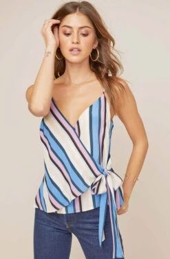Ruth Striped Wrap Top 17 Ruth Striped Wrap Top -Dress Sales Store ACT15398 PERIWINKLE MULTI STRIPE 2 2 A