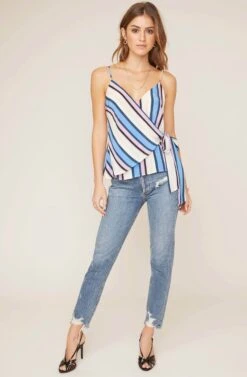 Ruth Striped Wrap Top 13 Ruth Striped Wrap Top -Dress Sales Store ACT15398 PERIWINKLE MULTI STRIPE 6A