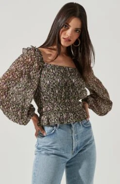 Elva Floral Ruffle Top