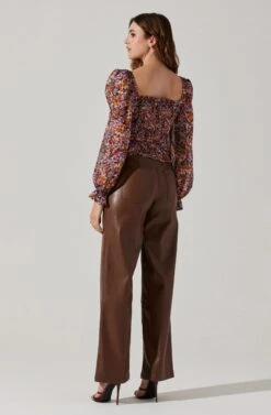 Tonina Floral Square Neck Puff Sleeve Top 12 Tonina Floral Square Neck Puff Sleeve Top -Dress Sales Store ACT16469C ORANGEPURPLEFLORAL 4