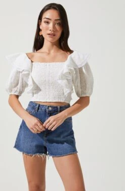 Nardini Ruffle Puff Sleeve Top