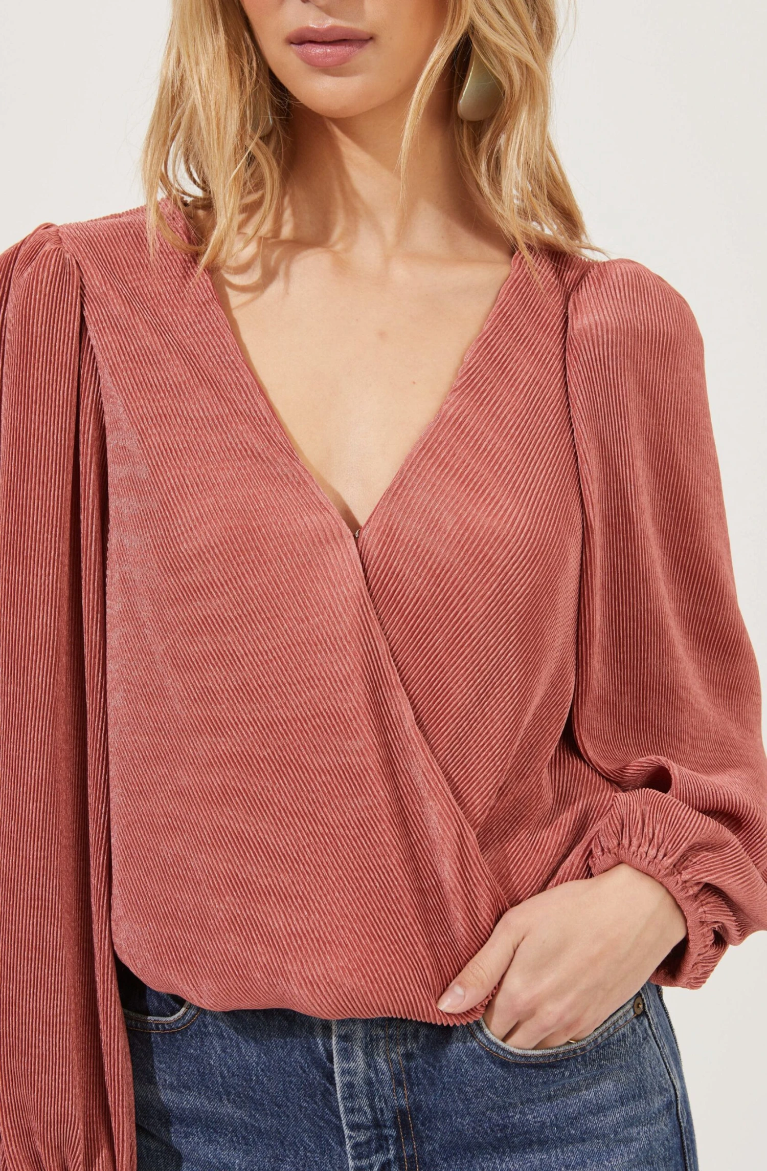 Valdez Long Sleeve Pleated Surplice Top 6 Valdez Long Sleeve Pleated Surplice Top - Image 4